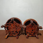 présentoir bois rose vintage figurines dragons thé plateau concave sculpté décoration maison