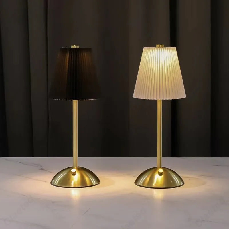 Lampe de chevet rechargeable USB jaune design plissé