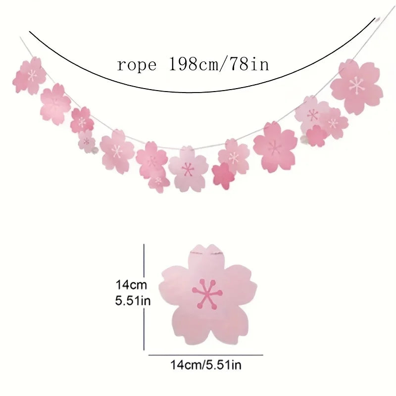 guirlande fleurs cerisier papier rose blanc mariage anniversaire valentin décoration festive japonaise