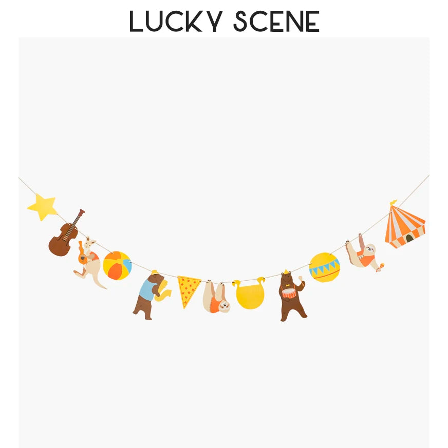 guirlande décorative anniversaire animaux mignons multicolore dessin animé oiseaux ours instruments musique