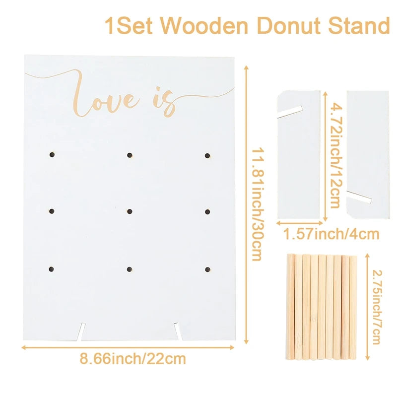 panneau decoratif bois donuts mariage anniversaire baptême fete decorations cupcakes meringues