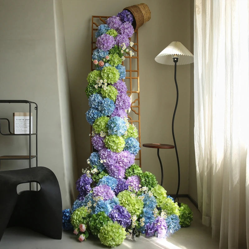 décoration intérieure bouquet artificiel hortensia soie vert blanc violet modernes 70cm 20cm