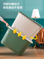 Boîte de rangement plastique jaune empilable pour organisation