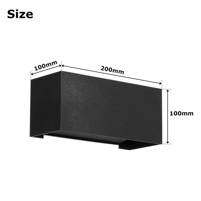 lampe murale led moderne noire ip65 verre trempé ajustable 24w 200mm