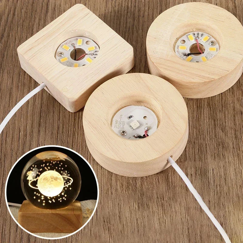 lampe led base bois texture moderne câble usb interrupteur multicolore