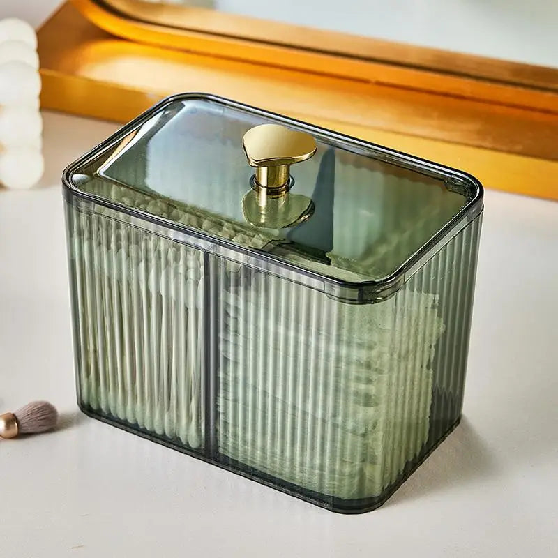 boîte rangement coton tige vert transparent moderne minimaliste
