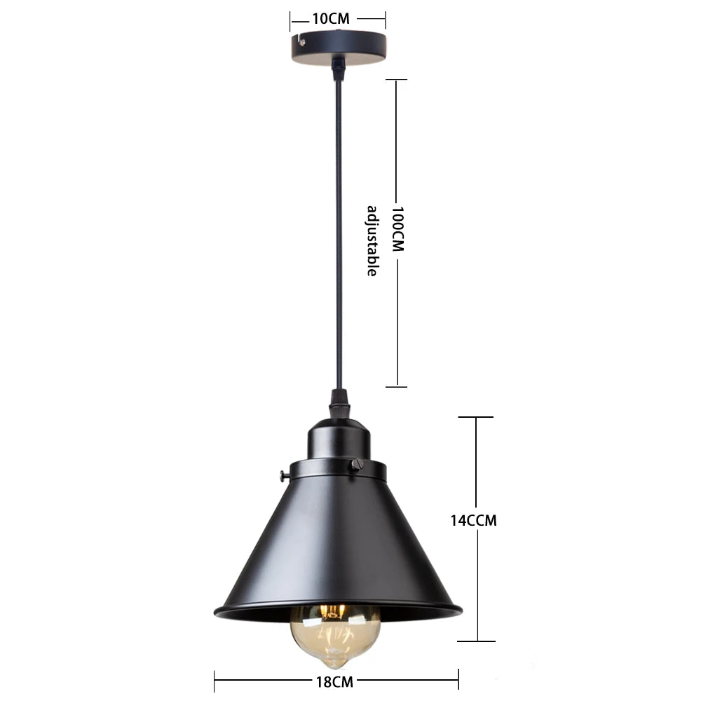 lumière suspendue industrielle conique noire blanche orange éclairage moderne chambre salon