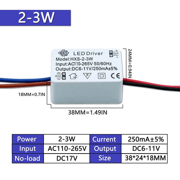driver led blanc 110v 265v 3w 24w constant voltage isolation non included