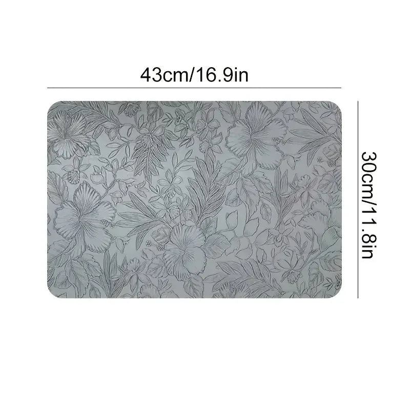 tapis table moderne fleurs feuilles noir marron beige gris vert bleu respectueux environnement 43x30cm