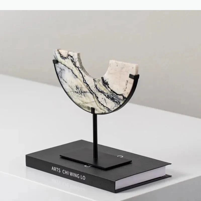 disques decoratifs marbre modernes blanc gris noir beige support metallique decoration maison