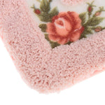 tapis rose fleurs polyester antidérapant classique doux moelleux salle bain vintage