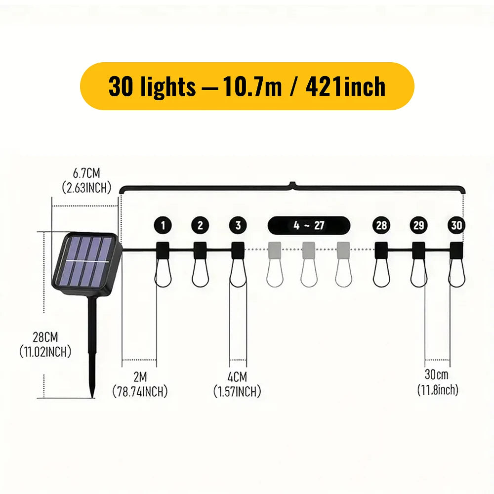 guirlande lumineuse solaire extérieure modes ambrée filaments visibles télécommande led contemporaine