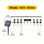 guirlande lumineuse solaire extérieure modes ambrée filaments visibles télécommande led contemporaine