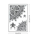 Stencil A4 fleurs plumes or blanc artisanal boho ornemental papier carton