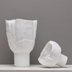 vases decoratifs resine blanc modernes texturés dimensions grandes petites