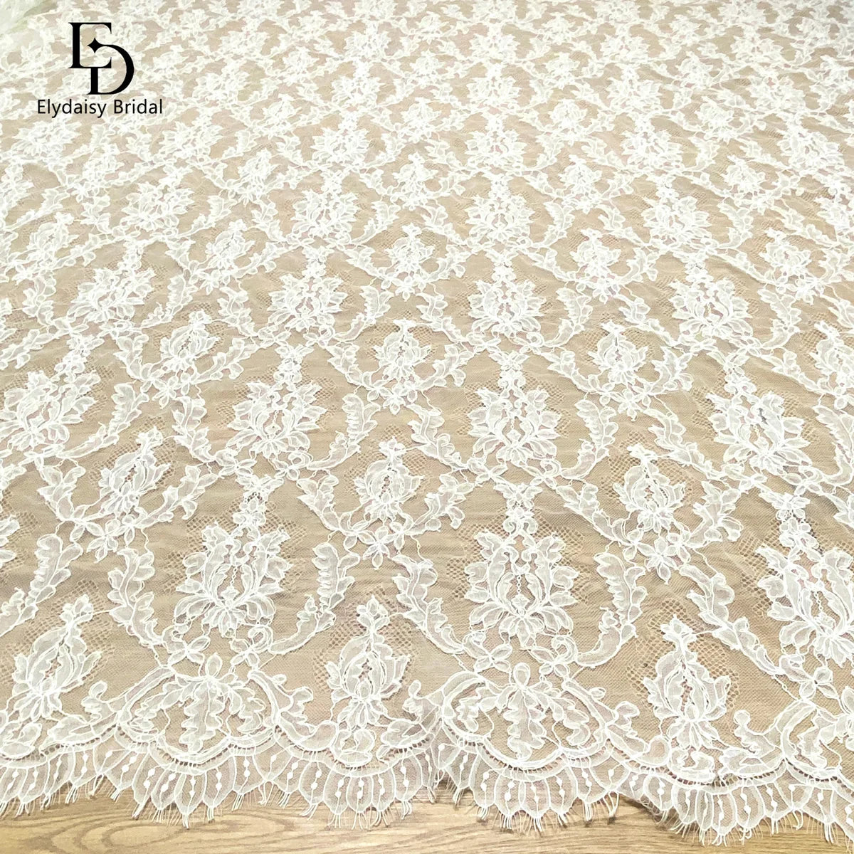 dentelle 3D florale blanc mariage tulle polyestère ajouré classique 3mètres