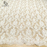 dentelle 3D florale blanc mariage tulle polyestère ajouré classique 3mètres