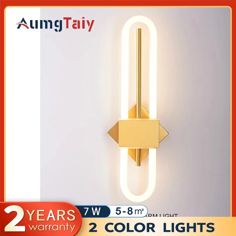 lampe murale moderne blanc or electroplating texture base carrée contemporaine deux sources led 2.5g
