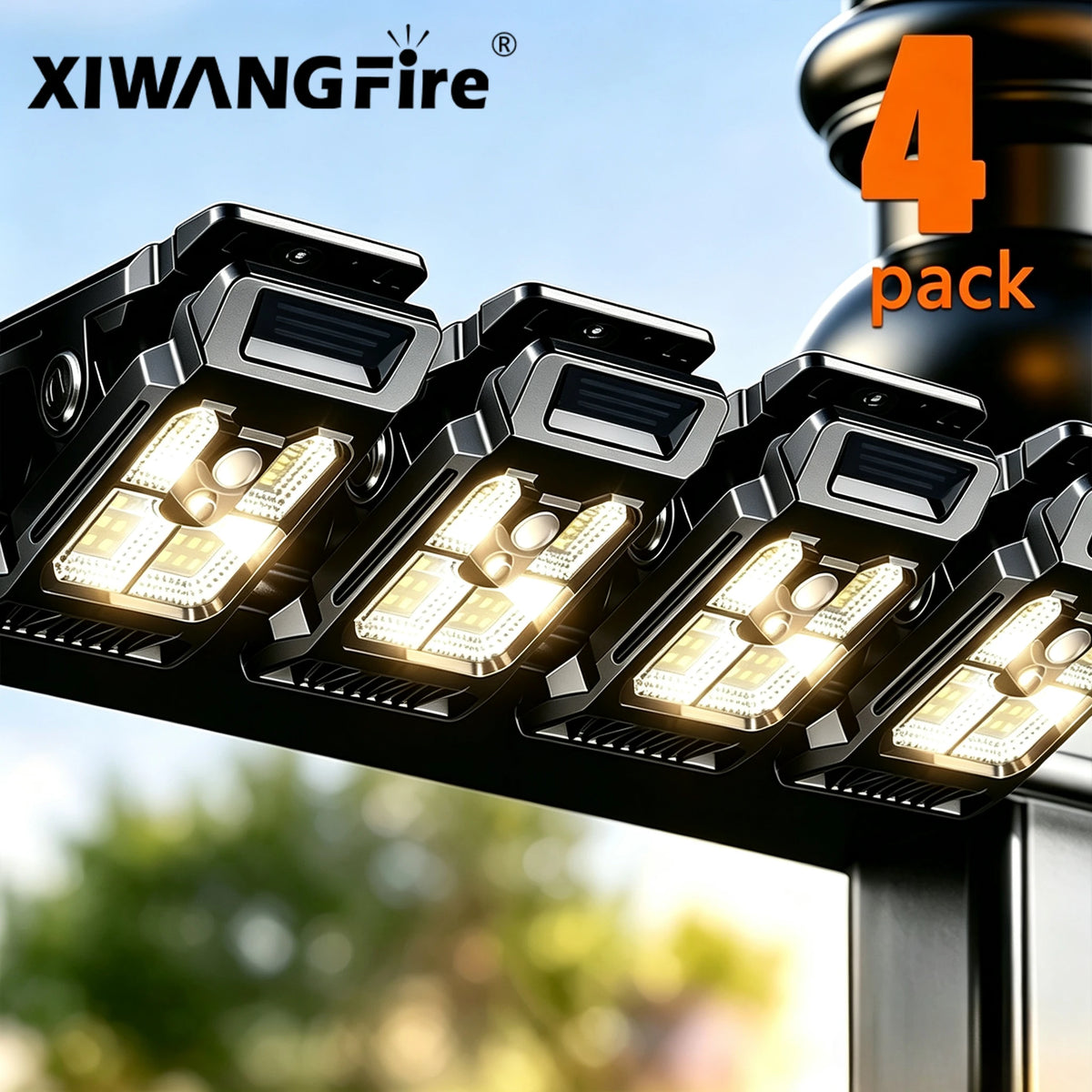 lampe solaire détecteur mouvement fixation pince étanche extérieur éclairage travail camping clôture moderne led