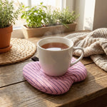 coussin protection tasse rose blanc rouge moderne doux clips métal anti brûlure rayures points