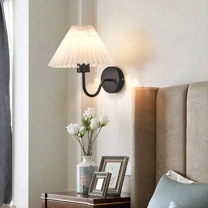 lampe murale moderne or plissée éclairage chambre coucher salon led fixée mur