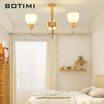 lustre moderne bois abat jour dépoli lumière douce chambre salon six lumières