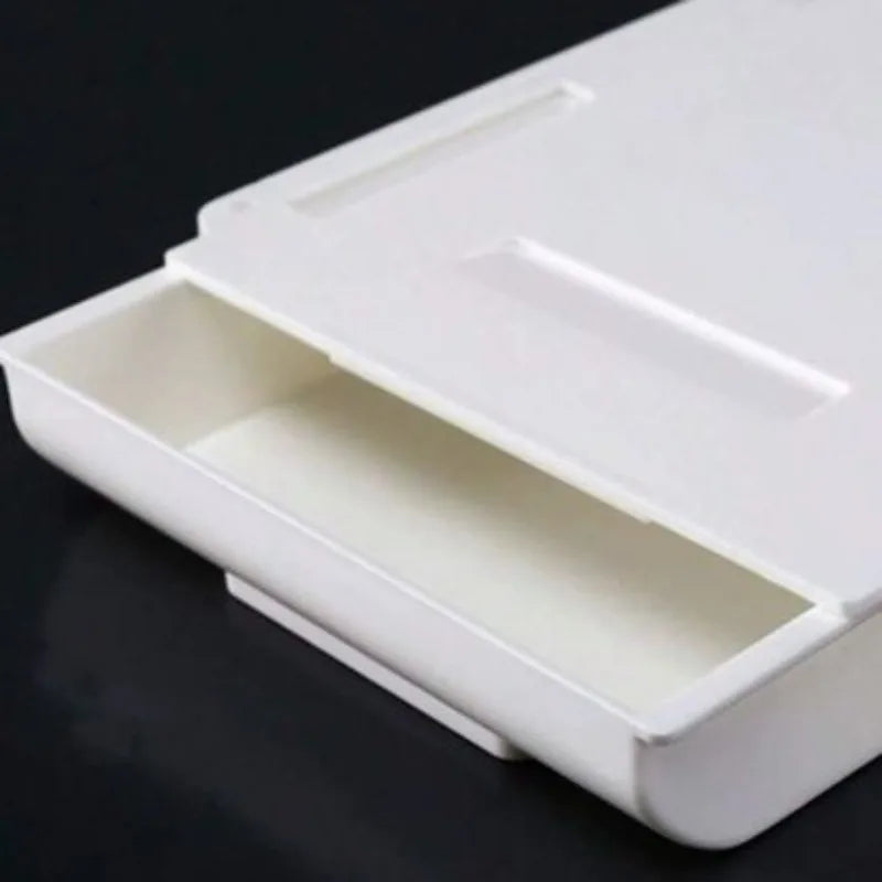 tiroirs rangement adhésifs blancs plastique lisse sous réutilisables minimaliste 22cm 8.66cm 3.5cm