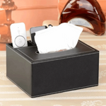 boîte mouchoirs simili cuir noire classique compartiments rangement télécommande objetos divers