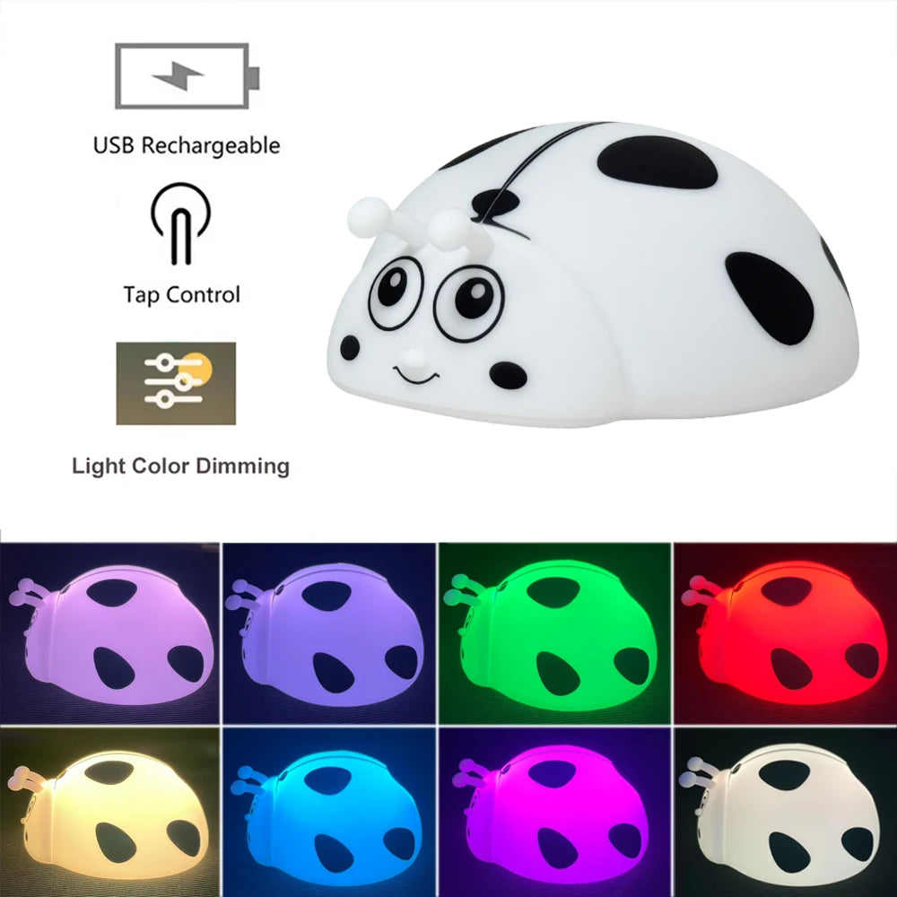 veilleuse led rgb coccinelle rouge enfantin batterie rechargeable tactilesleeping lights ambient reading
