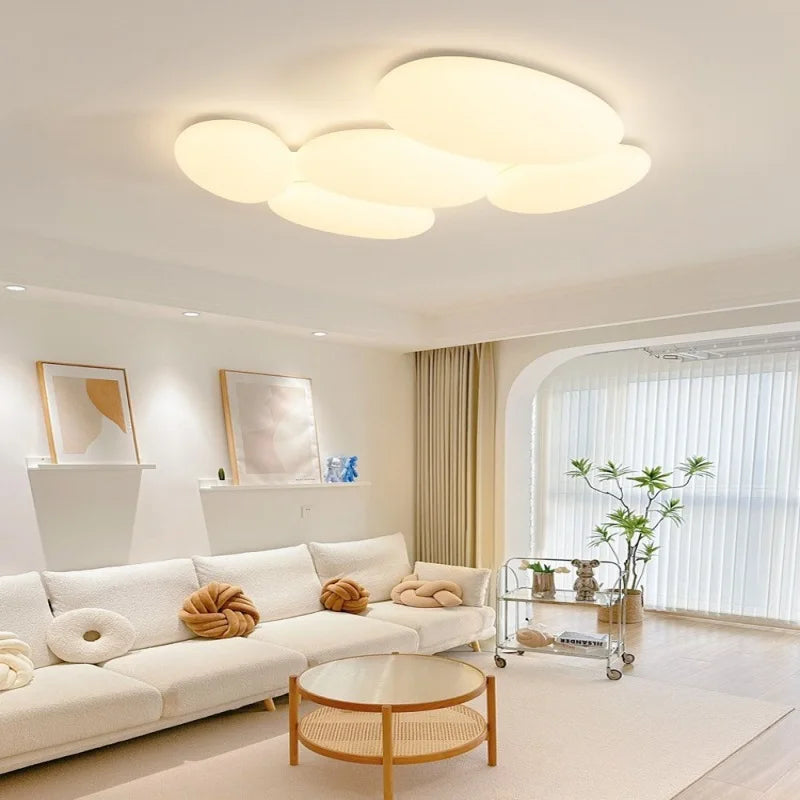 plafonnier moderne blanc nuages minimaliste éclairage chambre restaurant led toucher
