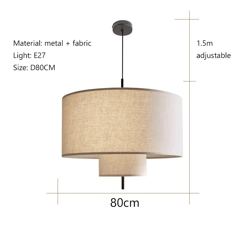 suspension lumineuse tissu beige moderne 30cm 40cm 50cm 60cm 80cm lumière chaude lumière neutre