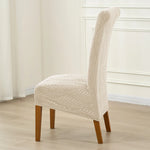 housse chaise beige feuilles stylisées élastique moderne anti poussière polyester spandex longueur dos chambre