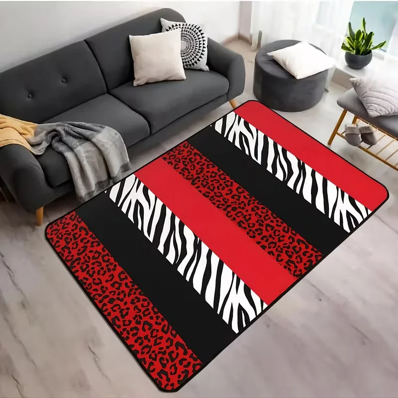 tapis léopard rose moderne graphique polypropylène polyester salon chambre salle bainextérieur commercialisation