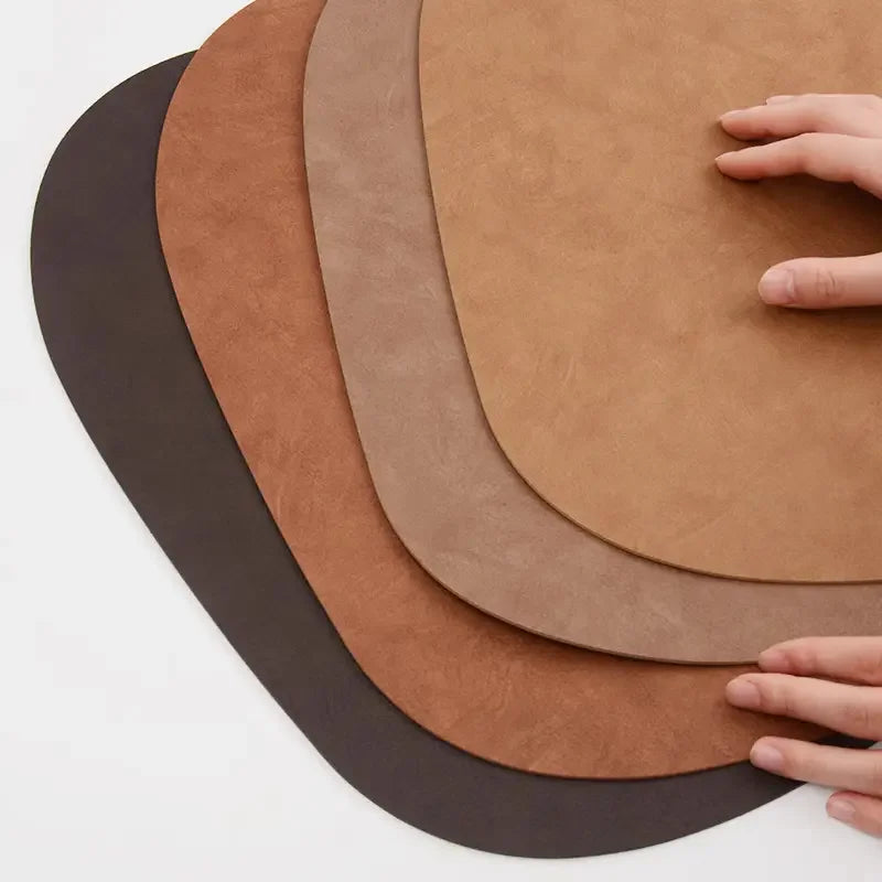 tapis table simili cuir moderne marron clair marron foncé résistant imperméable set pièces