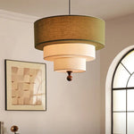 lampe suspendue moderne toile lin vert beige blanc salon chambre fixée chaîne adjustable 45