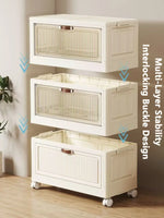 meuble rangement modulable pliable blanc rayures verticales moderne roulettes almacenamiento eficiente