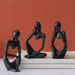 statuette moderne résine abstraction penseur gris doré décoration intérieure minimaliste maison ornement