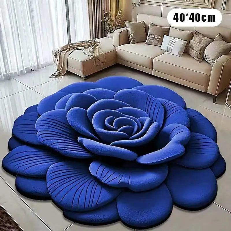tapis fleur relief violet bleu rouge moderne velours cristallin doux salon durable