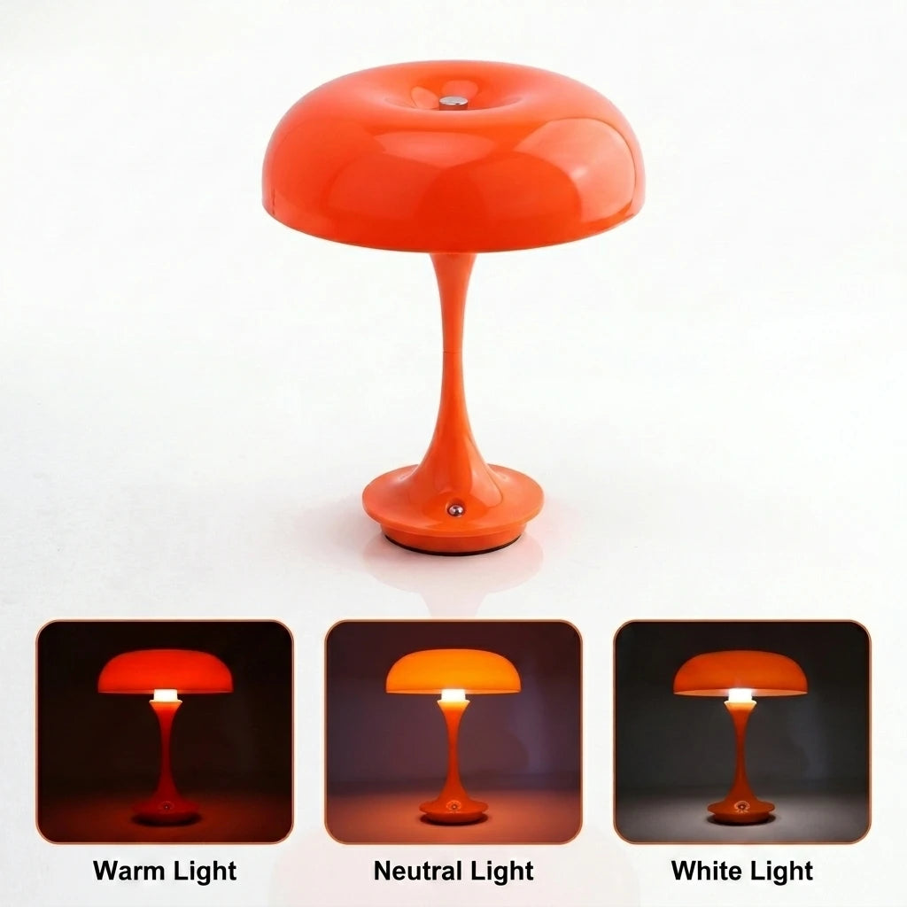 veilleuse lampe table forme champignon couleur orange moderne anti dérapant led usb rechargeable