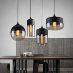 Suspension lumineuse moderne verre translucide câble noir salon chambre