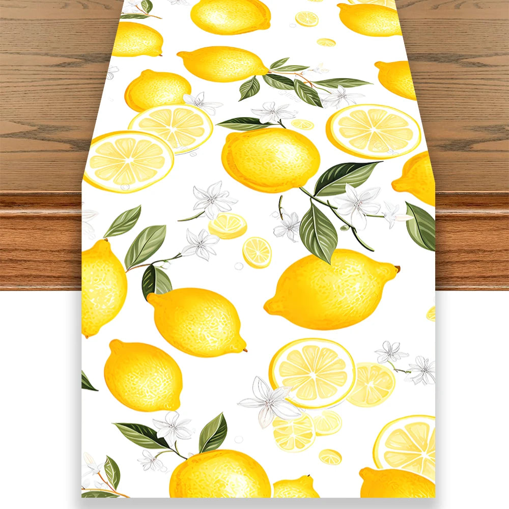 tableau citron chemis table imprimé fleurs motifs fruits décoration saisonnière été printemps rustique extérieurintérieur