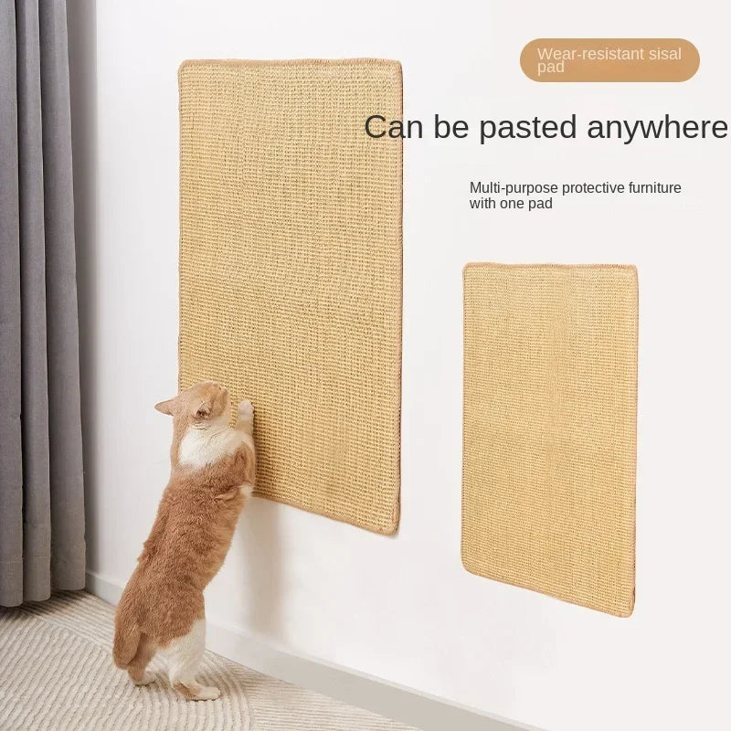 tapis sisal résistant chats griffes anti rayures beige gris moderne adhésif minimaliste fixations jouets