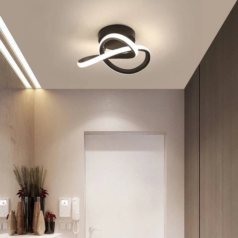 luminaire moderne led noir blanc doré abstrait spirale fixe contemporain opaque semi encastré