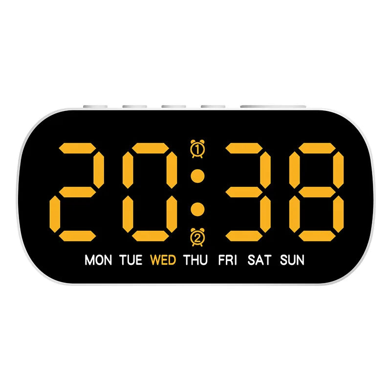 horloge numérique led moderne blanc affichage calendrier alarme