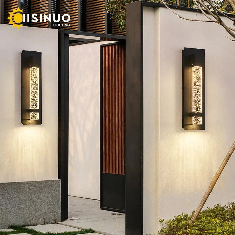 lampe murale moderne cristal bulle aluminium anti rouille extérieure noir argenté led ip65 garage