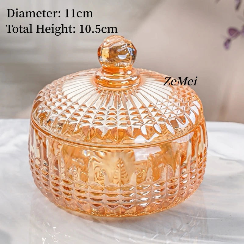 boîte bonbons cristal transparente rétro élégante blanches vintage orange bleu vert jaune gravé