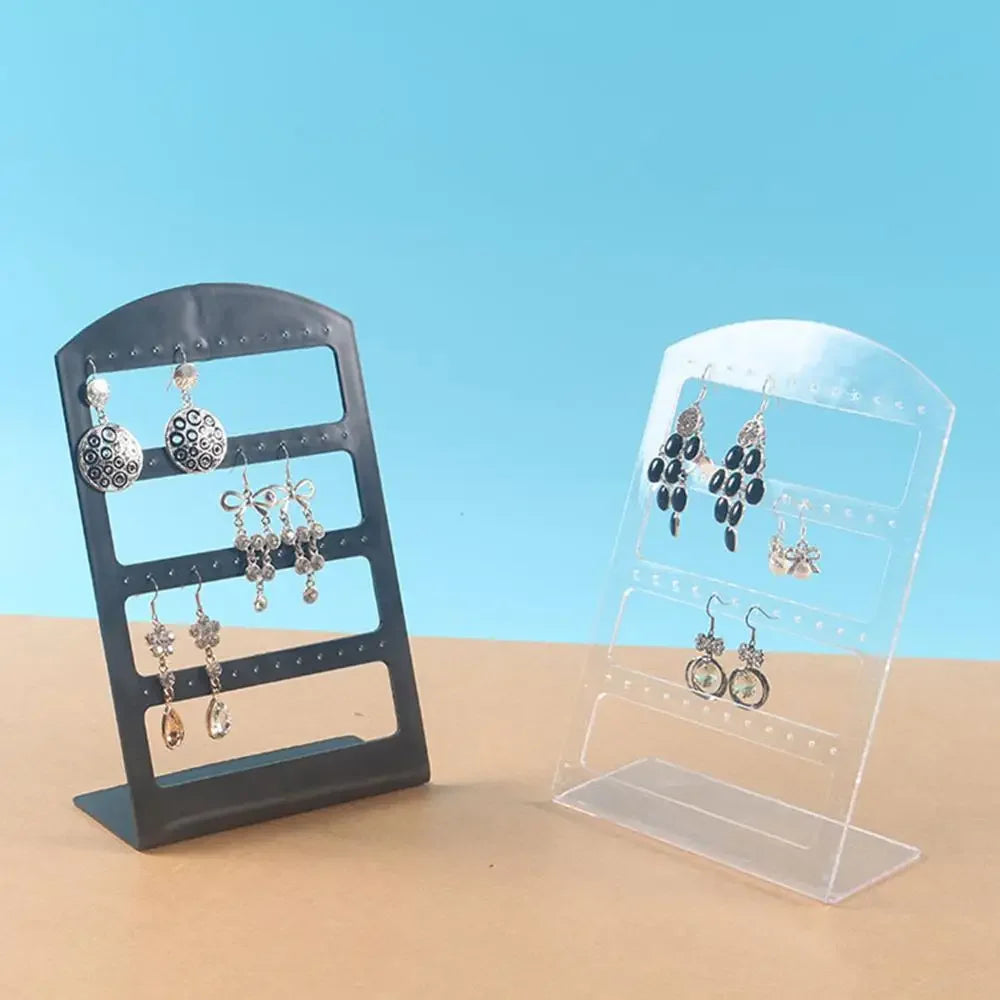 organisateur bijoux noir moderne porte boucles oreilles clips transparent 19x12.5 cm