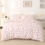ensemble literie moderne coeurs rouges imprimés blanc 135x200cm 150x200cm polyester doux