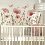 autocollants muraux fleurs roses dragonflies feuilles décoration murale intérieure pvc autoadhésifs naturel pastoral 54cm