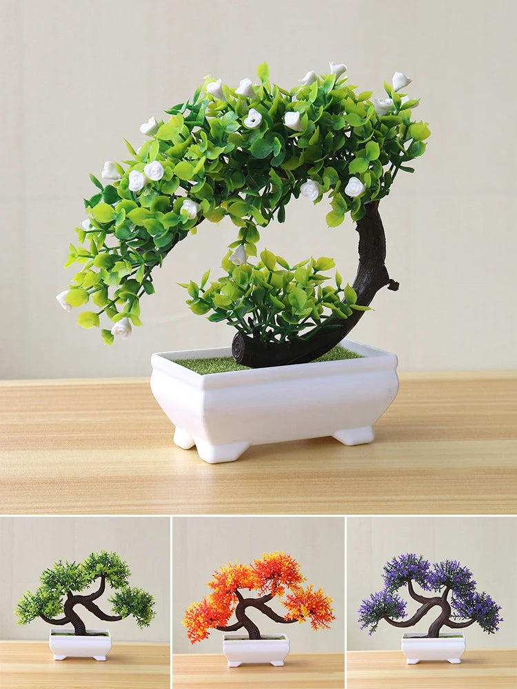 décoration extérieure bonsaï artificiel violet vert orange rose pot mousse tronc feuilles fleursextérieur exposition